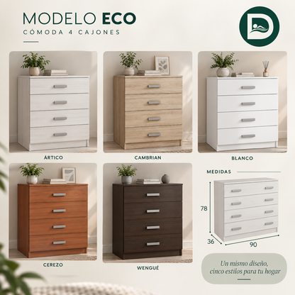 Cómoda de 4 cajones "Modelo Eco"